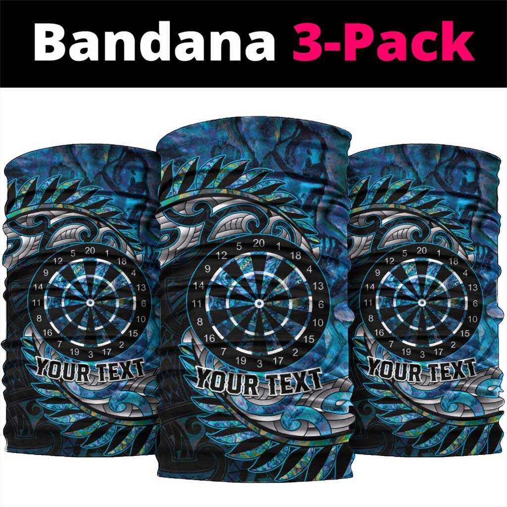 New Zealand Darts Personalised Neck Gaiter Aotearoa Silver Fern Blue Papua Shell Spirit - Polynesian Pride