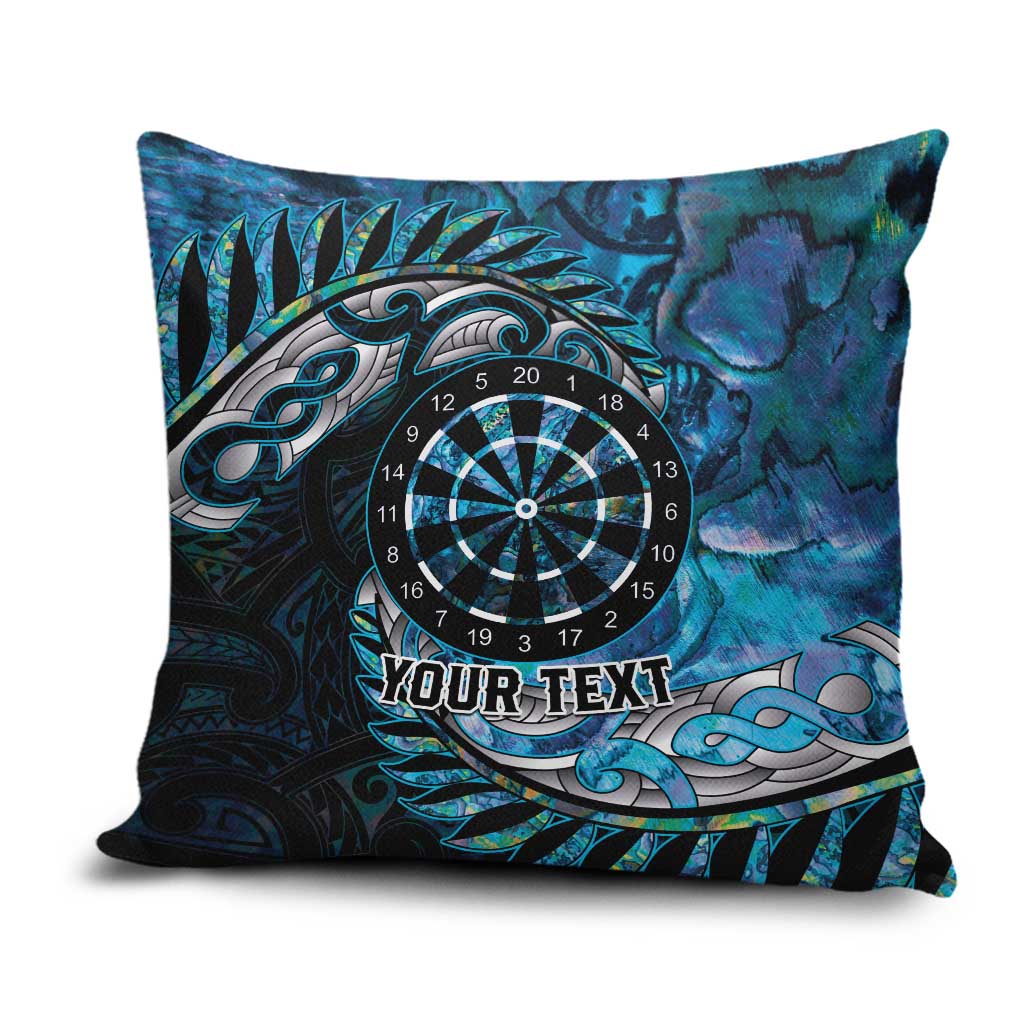 New Zealand Darts Personalised Pillow Cover Aotearoa Silver Fern Blue Papua Shell Spirit - Polynesian Pride