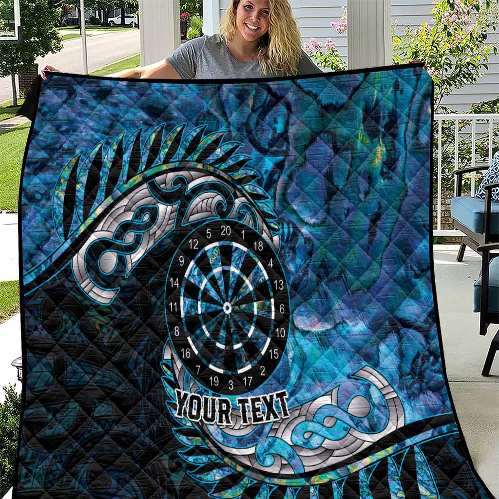 New Zealand Darts Personalised Quilt Aotearoa Silver Fern Blue Papua Shell Spirit