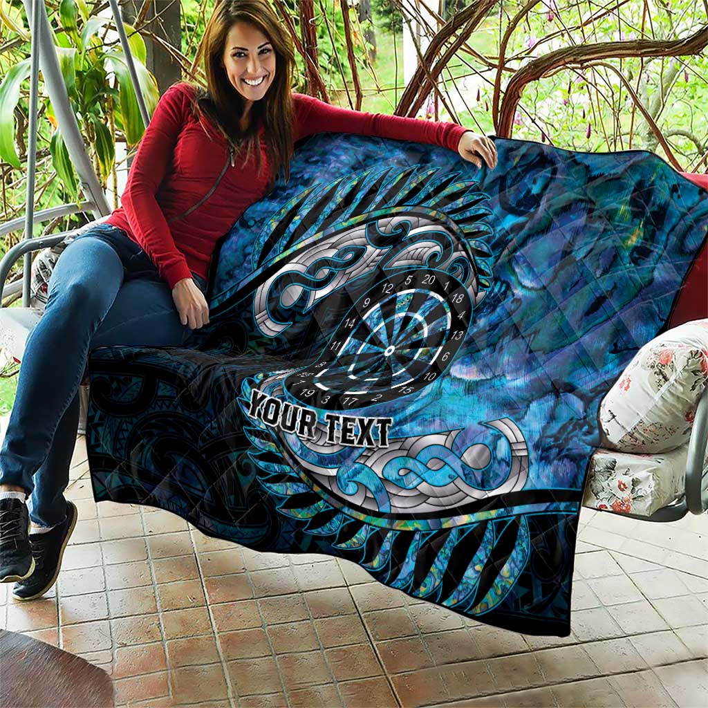New Zealand Darts Personalised Quilt Aotearoa Silver Fern Blue Papua Shell Spirit