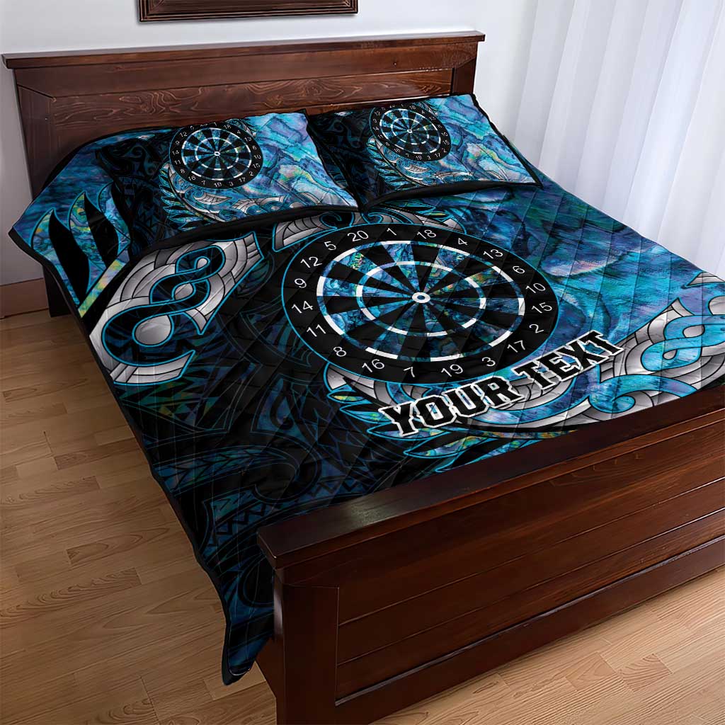 New Zealand Darts Personalised Quilt Bed Set Aotearoa Silver Fern Blue Papua Shell Spirit