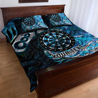 New Zealand Darts Personalised Quilt Bed Set Aotearoa Silver Fern Blue Papua Shell Spirit