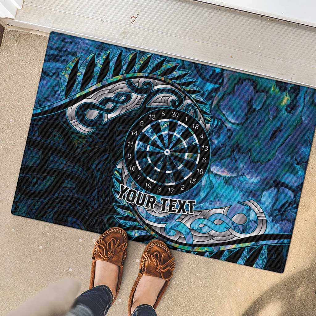 New Zealand Darts Personalised Rubber Doormat Aotearoa Silver Fern Blue Papua Shell Spirit