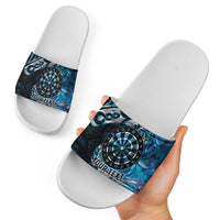New Zealand Darts Personalised Slide Sandals Aotearoa Silver Fern Blue Papua Shell Spirit - Polynesian Pride