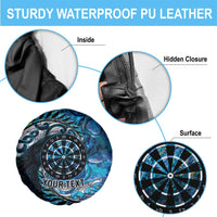 New Zealand Darts Personalised Spare Tire Cover Aotearoa Silver Fern Blue Papua Shell Spirit