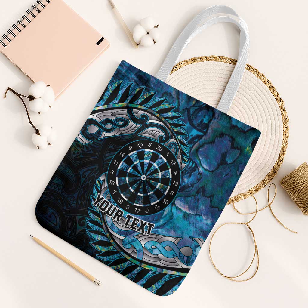 New Zealand Darts Personalised Tote Bag Aotearoa Silver Fern Blue Papua Shell Spirit - Polynesian Pride