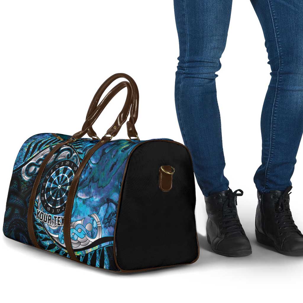 New Zealand Darts Personalised Travel Bag Aotearoa Silver Fern Blue Papua Shell Spirit - Polynesian Pride