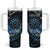 New Zealand Darts Personalised Tumbler With Handle Aotearoa Silver Fern Blue Papua Shell Spirit