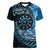 New Zealand Darts Personalised Women V-Neck T-Shirt Aotearoa Silver Fern Blue Papua Shell Spirit