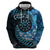 New Zealand Darts Personalised Zip Hoodie Aotearoa Silver Fern Blue Papua Shell Spirit