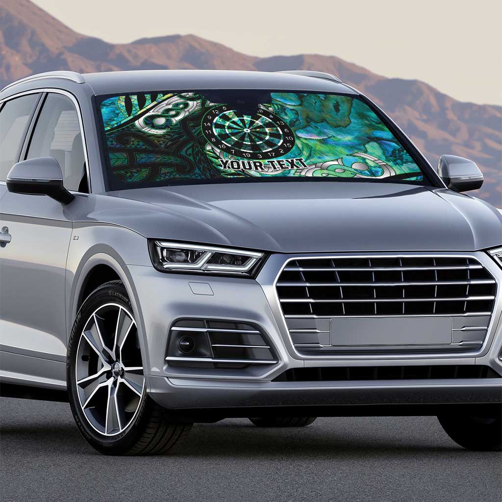 New Zealand Darts Personalised Auto Sun Shade Aotearoa Silver Fern Green Papua Shell Spirit - Polynesian Pride