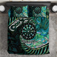 New Zealand Darts Personalised Bedding Set Aotearoa Silver Fern Green Papua Shell Spirit