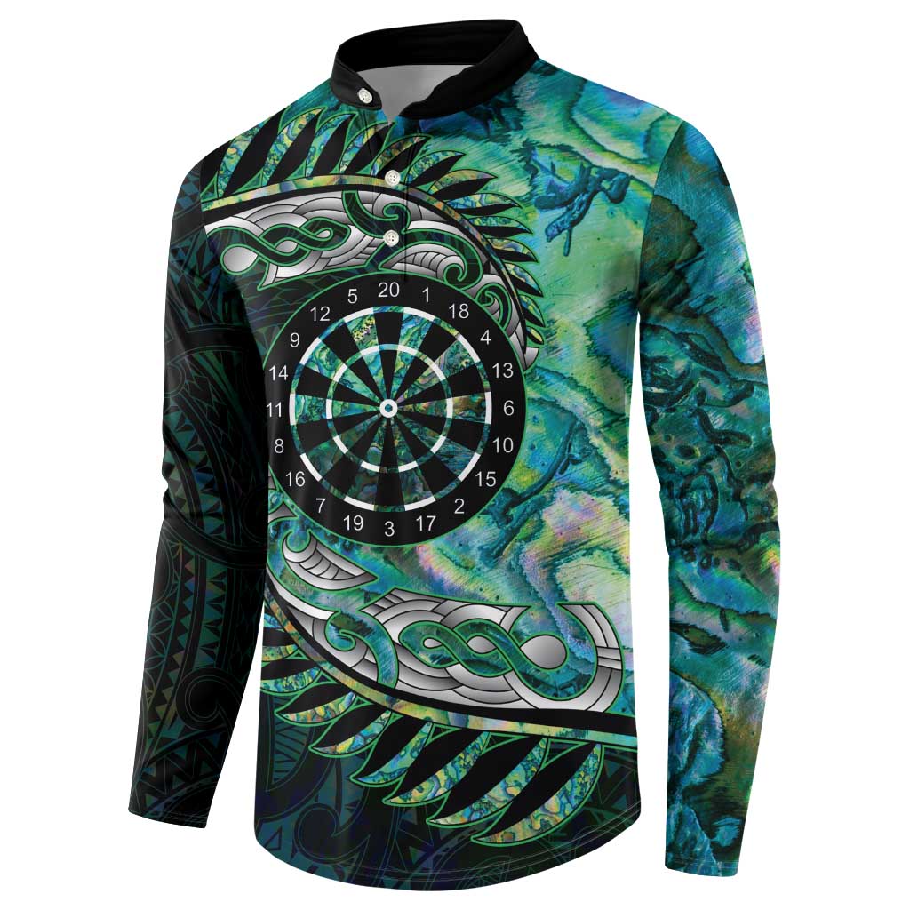 New Zealand Darts Personalised Button Sweatshirt Aotearoa Silver Fern Green Papua Shell Spirit