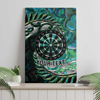 New Zealand Darts Personalised Canvas Wall Art Aotearoa Silver Fern Green Papua Shell Spirit