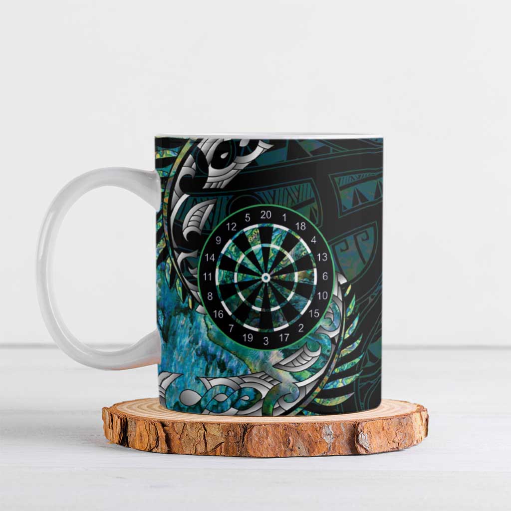 New Zealand Darts Personalised Ceramic Mug Aotearoa Silver Fern Green Papua Shell Spirit - Polynesian Pride