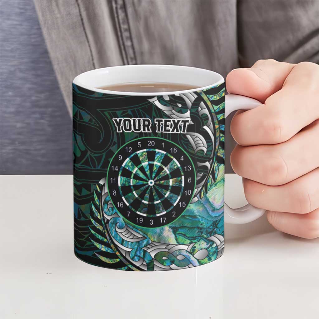 New Zealand Darts Personalised Ceramic Mug Aotearoa Silver Fern Green Papua Shell Spirit - Polynesian Pride