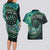 New Zealand Darts Personalised Couples Matching Long Sleeve Bodycon Dress and Hawaiian Shirt Aotearoa Silver Fern Green Papua Shell Spirit