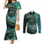 New Zealand Darts Personalised Couples Matching Mermaid Dress and Long Sleeve Button Shirt Aotearoa Silver Fern Green Papua Shell Spirit