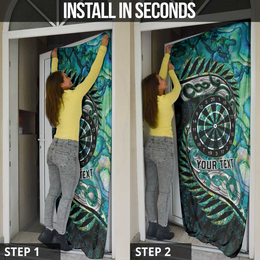 New Zealand Darts Personalised Door Cover Aotearoa Silver Fern Green Papua Shell Spirit - Polynesian Pride