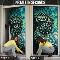 New Zealand Darts Personalised Door Cover Aotearoa Silver Fern Green Papua Shell Spirit - Polynesian Pride