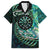 New Zealand Darts Personalised Family Matching Off The Shoulder Long Sleeve Dress and Hawaiian Shirt Aotearoa Silver Fern Green Papua Shell Spirit