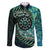 New Zealand Darts Personalised Family Matching Off The Shoulder Long Sleeve Dress and Hawaiian Shirt Aotearoa Silver Fern Green Papua Shell Spirit