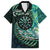 New Zealand Darts Personalised Family Matching Off Shoulder Maxi Dress and Hawaiian Shirt Aotearoa Silver Fern Green Papua Shell Spirit