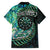 New Zealand Darts Personalised Family Matching Off Shoulder Maxi Dress and Hawaiian Shirt Aotearoa Silver Fern Green Papua Shell Spirit
