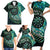 New Zealand Darts Personalised Family Matching Short Sleeve Bodycon Dress and Hawaiian Shirt Aotearoa Silver Fern Green Papua Shell Spirit