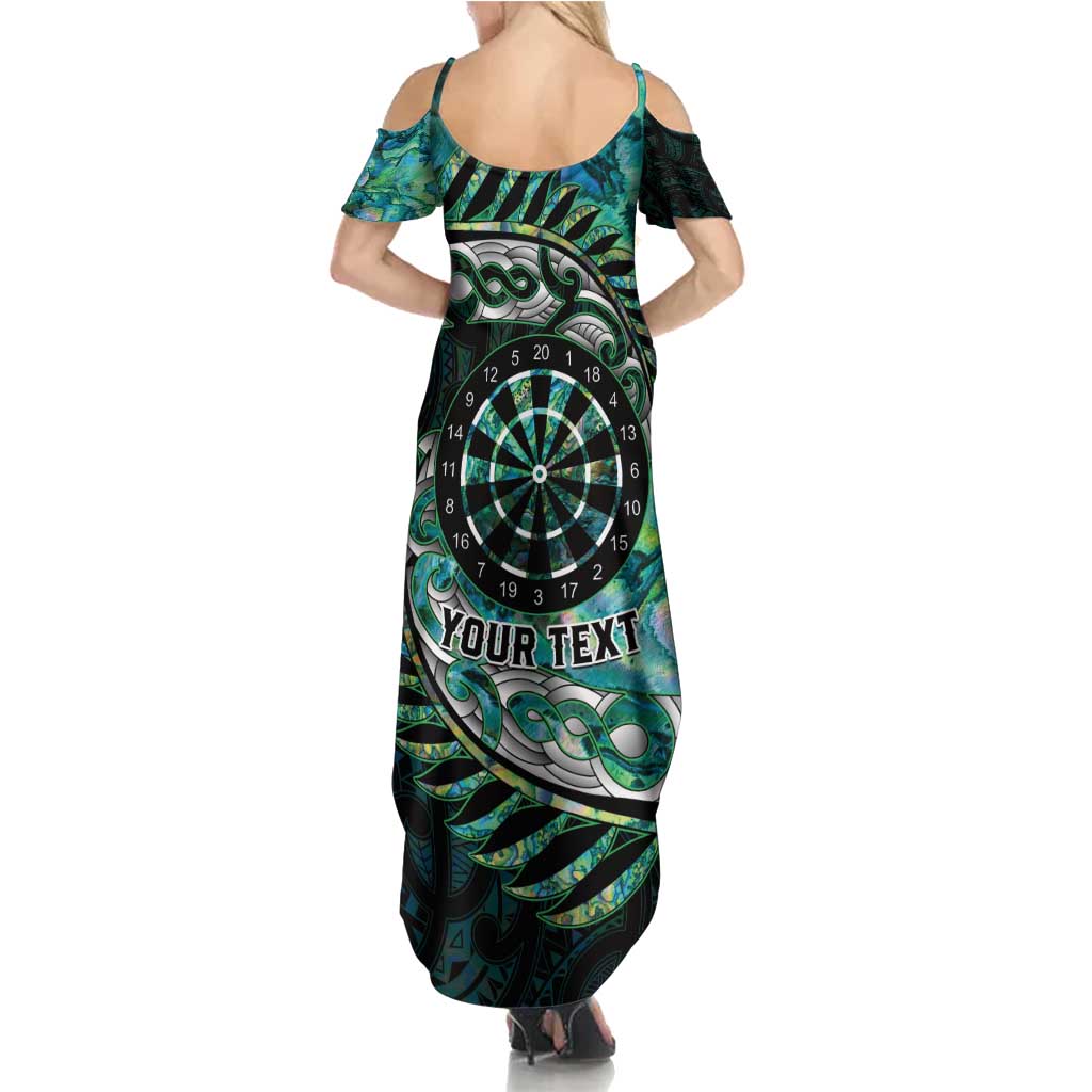 New Zealand Darts Personalised Family Matching Summer Maxi Dress and Hawaiian Shirt Aotearoa Silver Fern Green Papua Shell Spirit