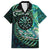 New Zealand Darts Personalised Hawaiian Shirt Aotearoa Silver Fern Green Papua Shell Spirit