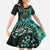 New Zealand Darts Personalised Kid Short Sleeve Dress Aotearoa Silver Fern Green Papua Shell Spirit