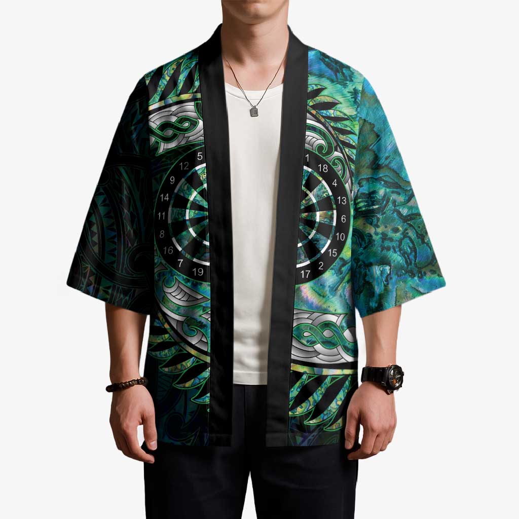 New Zealand Darts Personalised Kimono Aotearoa Silver Fern Green Papua Shell Spirit - Polynesian Pride