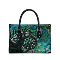 New Zealand Darts Personalised Leather Bag Aotearoa Silver Fern Green Papua Shell Spirit - Polynesian Pride