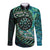 New Zealand Darts Personalised Long Sleeve Button Shirt Aotearoa Silver Fern Green Papua Shell Spirit