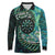 New Zealand Darts Personalised Long Sleeve Polo Shirt Aotearoa Silver Fern Green Papua Shell Spirit