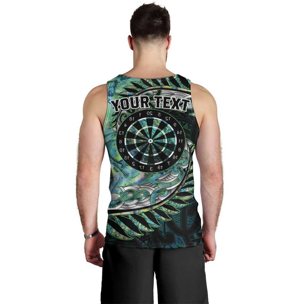 New Zealand Darts Personalised Men Tank Top Aotearoa Silver Fern Green Papua Shell Spirit