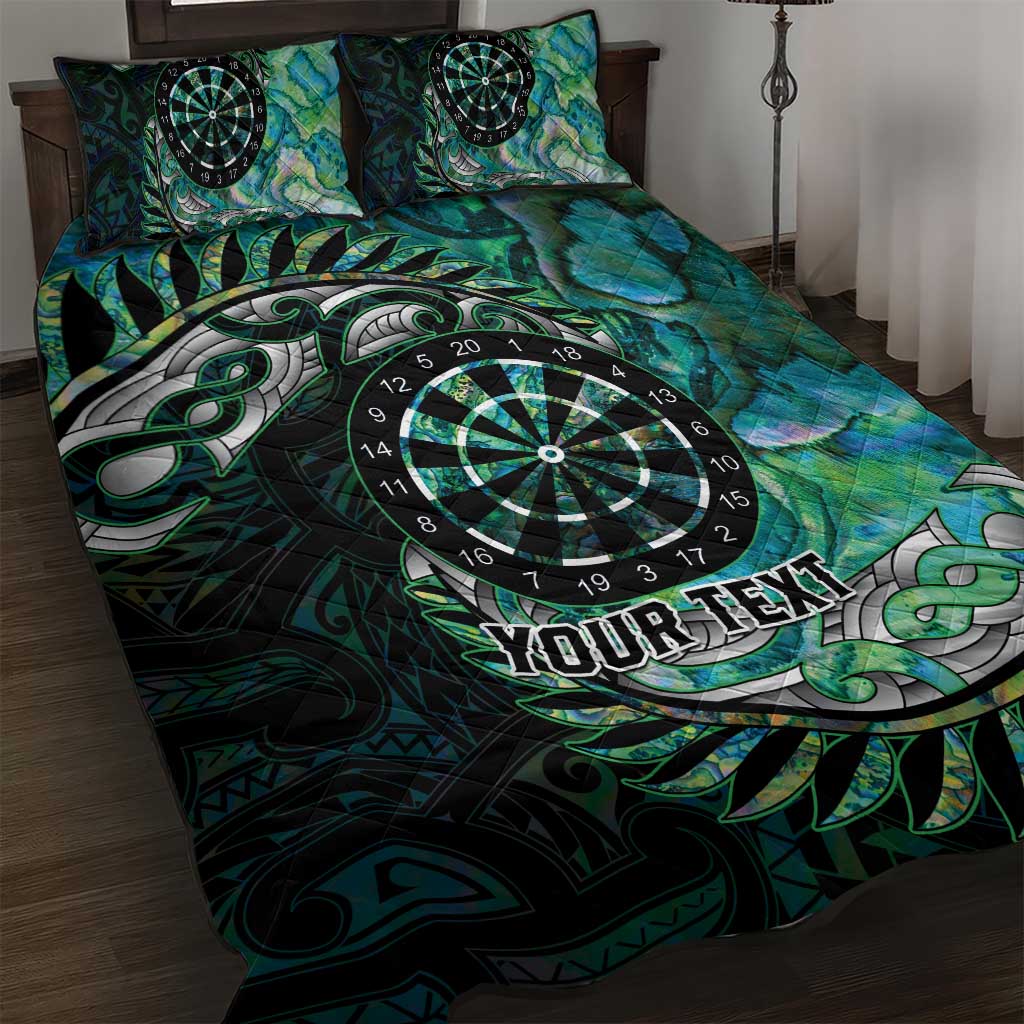 New Zealand Darts Personalised Quilt Bed Set Aotearoa Silver Fern Green Papua Shell Spirit