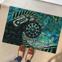 New Zealand Darts Personalised Rubber Doormat Aotearoa Silver Fern Green Papua Shell Spirit