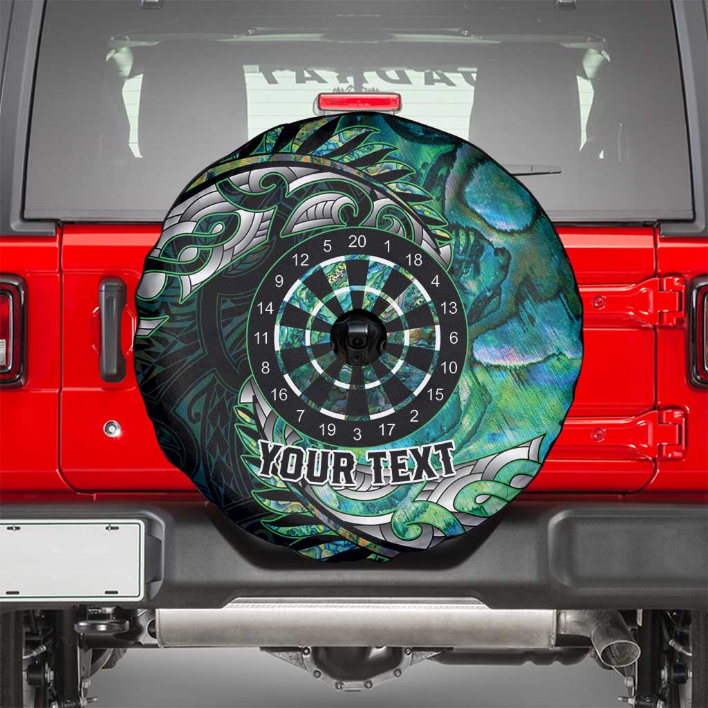 New Zealand Darts Personalised Spare Tire Cover Aotearoa Silver Fern Green Papua Shell Spirit