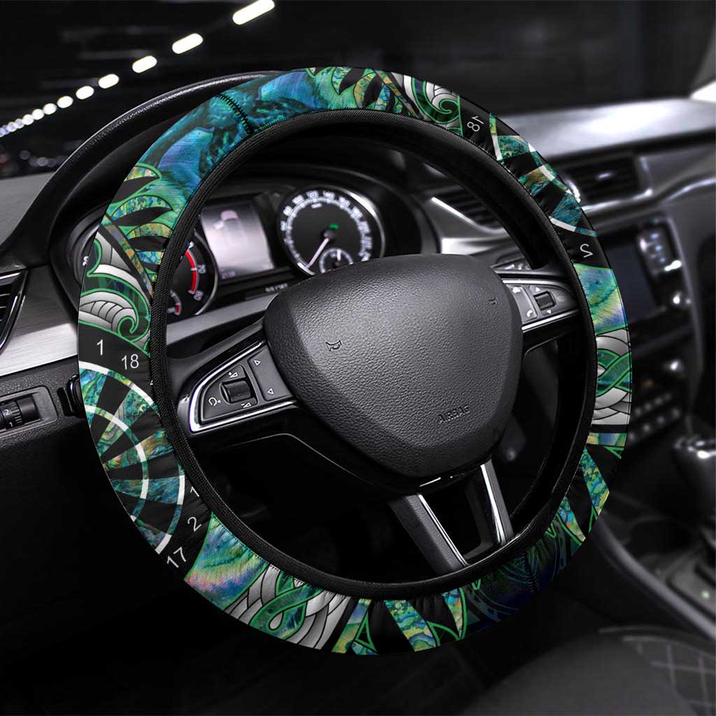 New Zealand Darts Steering Wheel Cover Aotearoa Silver Fern Green Papua Shell Spirit