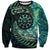 New Zealand Darts Personalised Sweatshirt Aotearoa Silver Fern Green Papua Shell Spirit