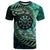 New Zealand Darts Personalised T Shirt Aotearoa Silver Fern Green Papua Shell Spirit