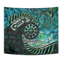 New Zealand Darts Personalised Tapestry Aotearoa Silver Fern Green Papua Shell Spirit