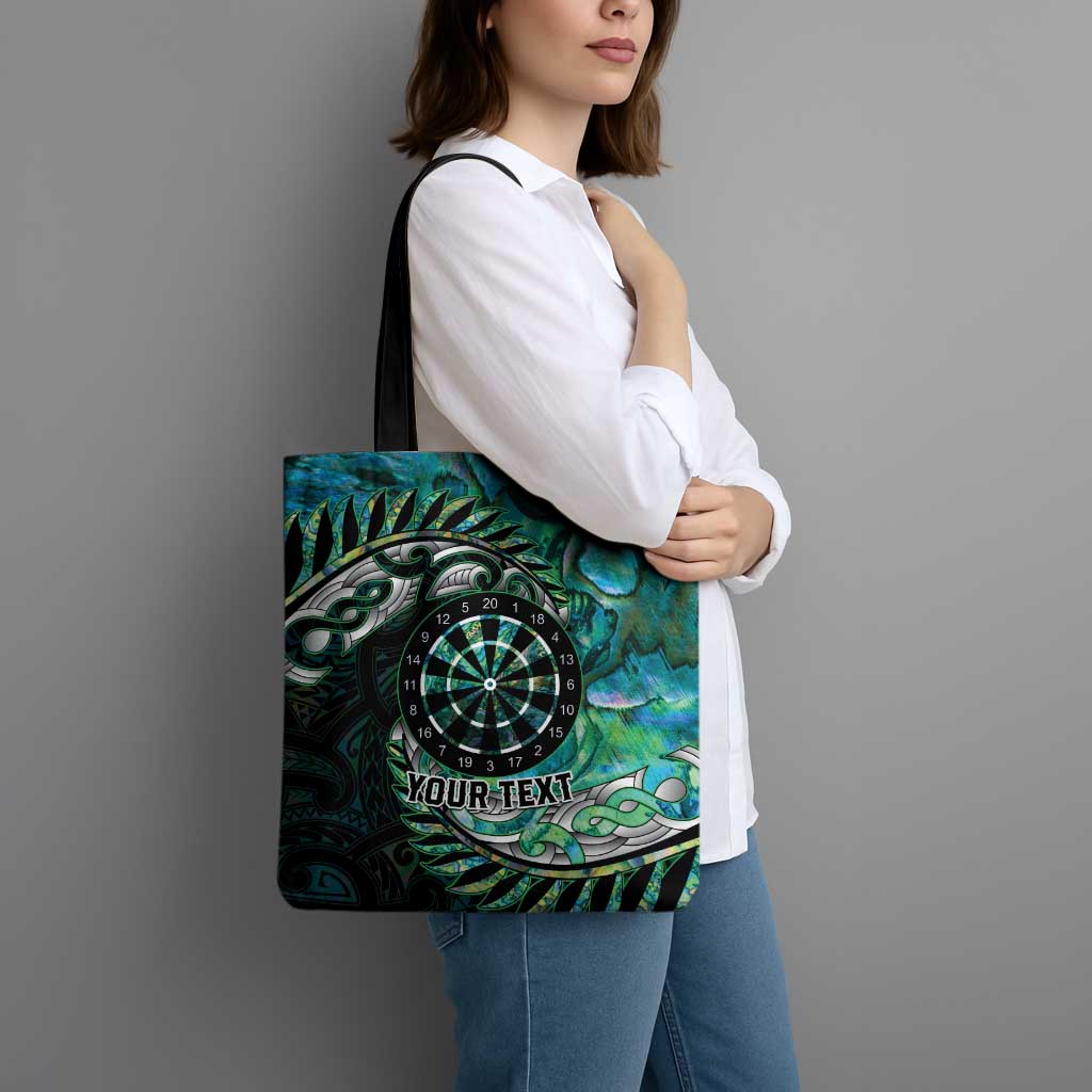 New Zealand Darts Personalised Tote Bag Aotearoa Silver Fern Green Papua Shell Spirit - Polynesian Pride