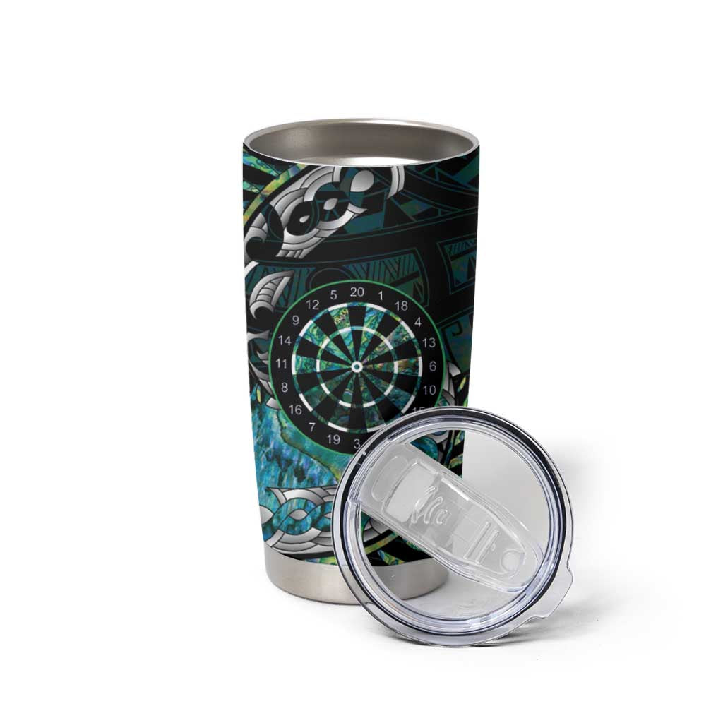 New Zealand Darts Personalised Tumbler Cup Aotearoa Silver Fern Green Papua Shell Spirit