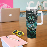 New Zealand Darts Personalised Tumbler With Handle Aotearoa Silver Fern Green Papua Shell Spirit