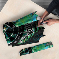 New Zealand Darts Personalised Umbrella Aotearoa Silver Fern Green Papua Shell Spirit - Polynesian Pride