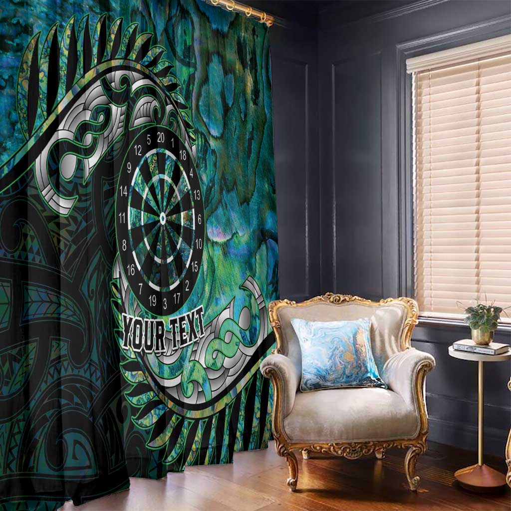 New Zealand Darts Personalised Window Curtain Aotearoa Silver Fern Green Papua Shell Spirit
