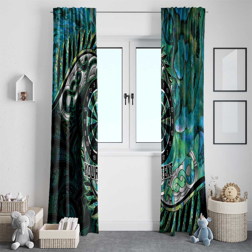 New Zealand Darts Personalised Window Curtain Aotearoa Silver Fern Green Papua Shell Spirit